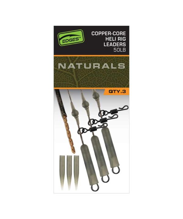 fox edges naturals copper core heli rig leaders x3