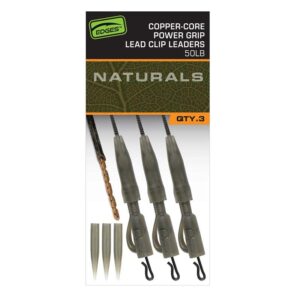 fox edges naturals copper core power grip lead clip leaders x3