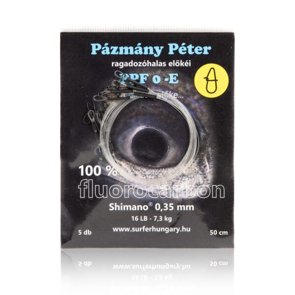 pázmány shimano 100% fluorocarbon 0,35mm, 7kg, 50cm tojáskapocs 5db/cs előke