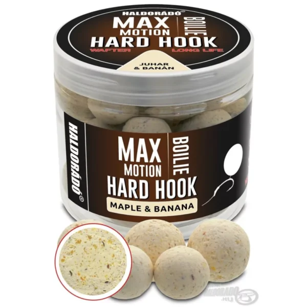 haldorádó bojli max motion boilie hard hook wafter 16, 20 mm juhar& banán