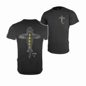 vass póló v1859 vass 'carp rising' t shirt black large