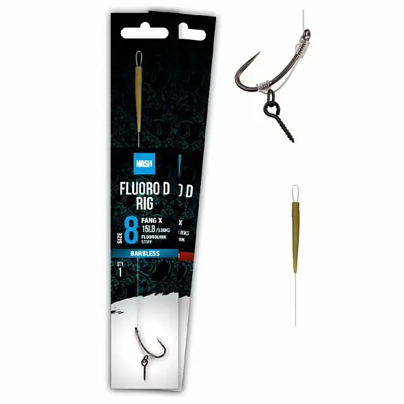nash előkötött horog fluoro d rig size 6 barbless