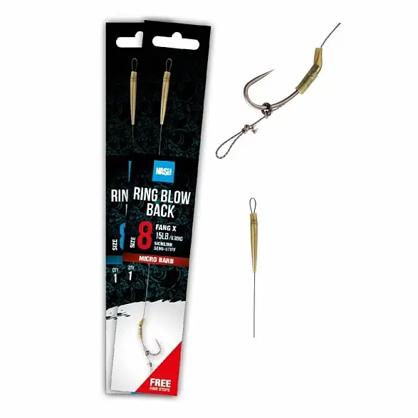 nash előkötött horog ring blow back rig size 4 barbless
